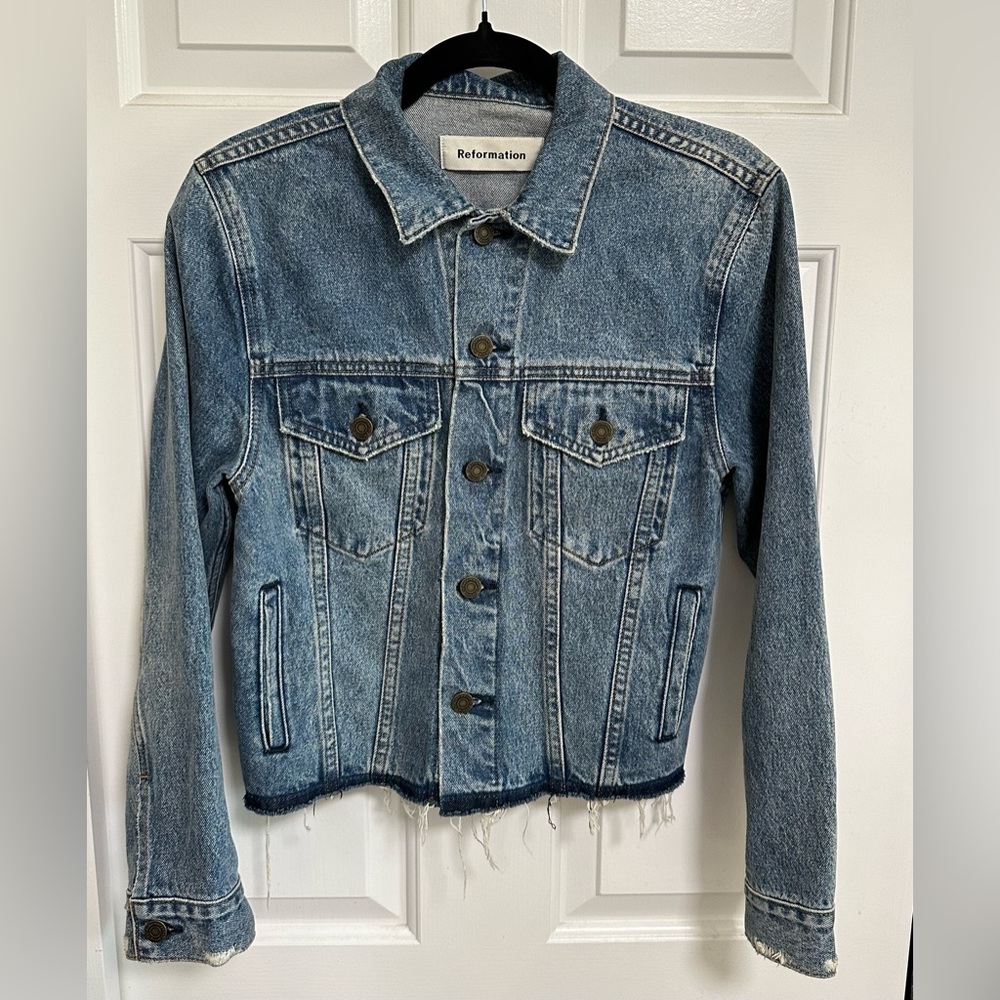 Reformation Raw Hem Denim Jacket